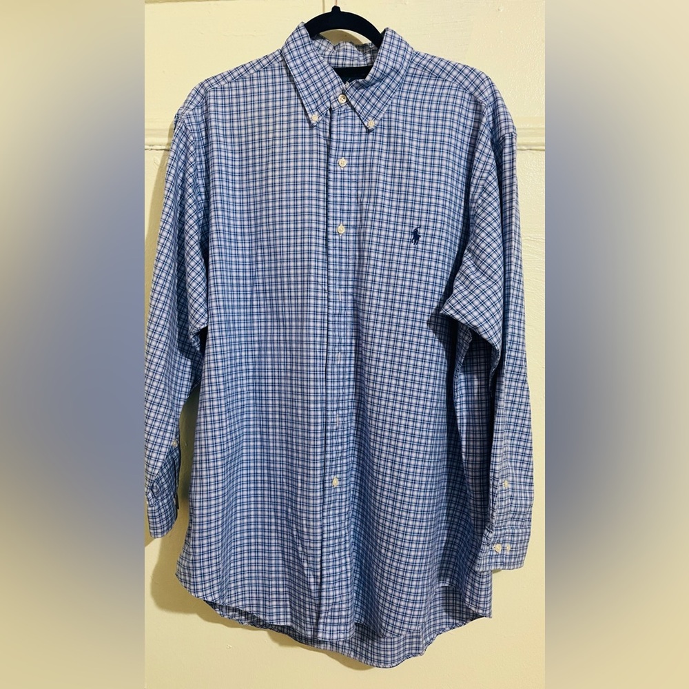 Polo by Ralph Lauren Men's Blue Checkered Shirt